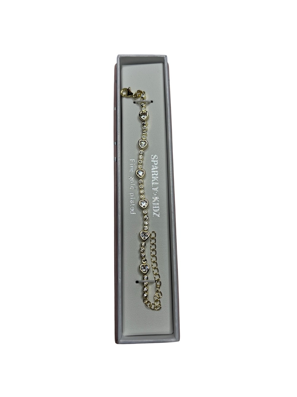 Fine Gold Plated Sparkly Kidz Heart Bracelet 7” - Picture 5 of 7